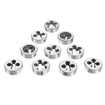 Drillpro 10Pcs Metric Circular Die Set M6/M7/M8/M10/M12 Thread Die for Screw Tap