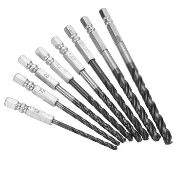 Drillpro 8Pcs Twist Drill Bit Hexagonal 3.0-6.5mm High Speed Steel Stainless TiALN Coated
