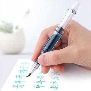 Soft Brush Pen Art Writing Ink Pen plastic Transparent White Refillable Ink Fountain Pens Stationery