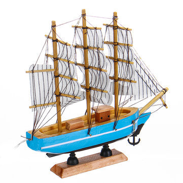 10 LEDs Wood Sailing Boats Ship Model Wooden Craft Sailor Handcrafted Boat Home Decoration