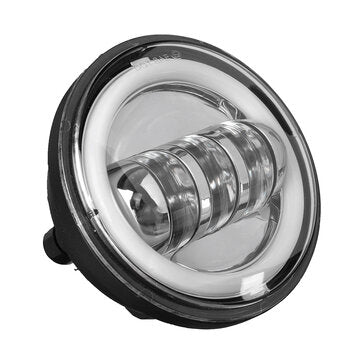 Motorcycle 7" LED Projector Headlight + 4.5" Passing Auxiliary Light With Aperture White And Yellow