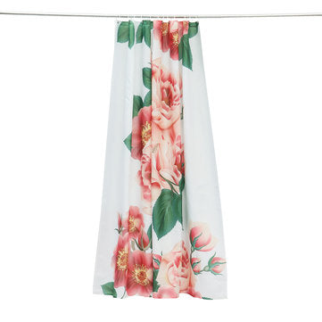 71``x71`` Long Peach Blossom Pattern Waterproof Polyester Shower Curtain with Hooks