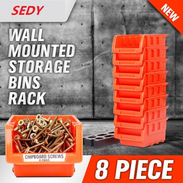 8Pcs ABS Toolbox Awall-mounted Storage Box Foldable Tray Hardware Screw Tool Organize Box Stackable