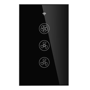 MoesHouse Black WiFi+RF433 Smart US Ceiling Fan Switch Smart Life/Tuya App 2/3 Way Control Wireless
