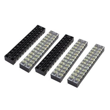 TB-2512 600V 25A 12 Position Terminal Block Barrier Strip Dual Row Screw Block Covered W/ Removable