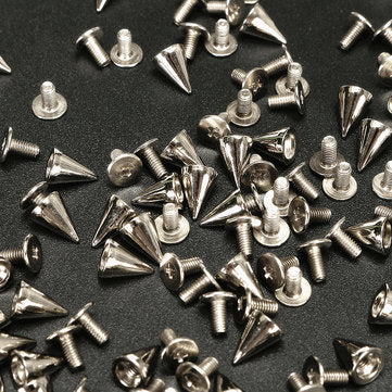 100PCS DIY Silver Metal Studs Cone Punk Spikes Spots Rivet 10*7mm
