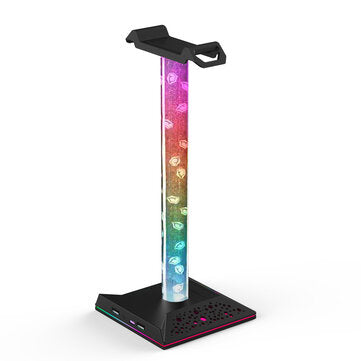 Bakeey Headphones Stand Dual USB Ports RGB Luminous Touch Control Gaming Headphone... (COLOR: BLACK)
