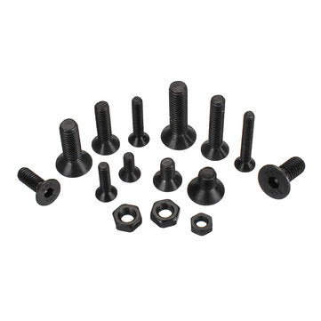Suleve MXCH7 460Pcs M3 M4 M5 Flat Head Hex Socket Screw Carbon Steel 10.9 Grade Bolt Nut Assortme