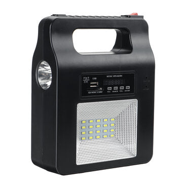 Solar Power Radio Panel Generator LED Light USB Charger System FM Outdoor Garden Decorative Night Li