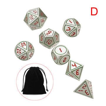 7pcs Heavy Metal Polyhedral Dices DnD RPG SET w/ Bag (STYLE: D)
