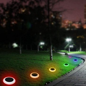 Solar Powered Plastic Round Colorful LED Lawn Light Waterproof Outdoor Garden Landscape Yard Path La