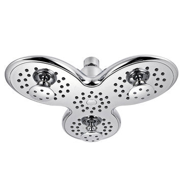 4-way High-Pressure 9.5 Inch Rainfall Shower Head Trident Shape Massage Top Spray Showerhead