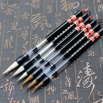 6pcs Chinese Calligraphy Drawing Water Ink Brush Weasel Wool Hair Paint Pen