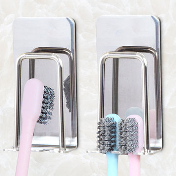 Honana 304 Stainless Steel Toothbrush Holder Mug Toothbrush Holder Self-Adhesive Toothbrush Holder C
