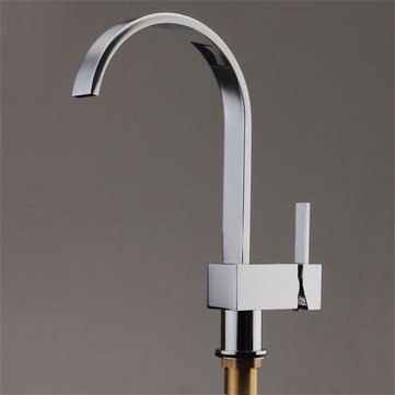 Square Chrome Brass Kitchen Bathroom Hot Cold Water Switch Basin Mixer Tap