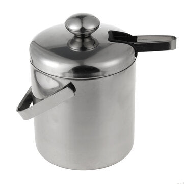1.3L Double-layer 304 Stainless Steel Ice Bucket Round Small Bucket with Handle