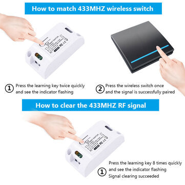 SMATRUL Black 433Mhz Smart Push 1Gang Wireless Switch Light + RF 1 Remote Control