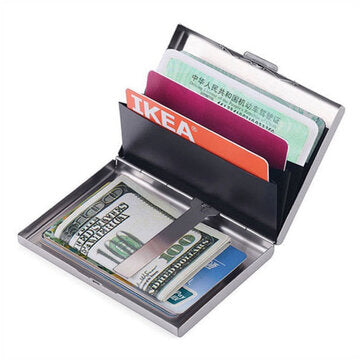 Metal Bank Credit Card Holder Anti Protect Travel ID Cardholder Men Wallet Metal ... (COLOR: SILVER)