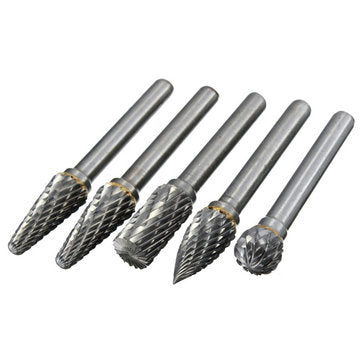 Drillpro RB29 5pcs 6mm Shank Tungsten Carbide Burr Rotary Cutter file Set Engraving Tool