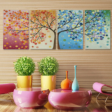 4pcs Canvas Wall Art Painting 40*60cm Hanging Pictures Season Trees Living Hall Decoration Supplies