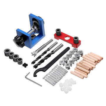 X150 3 in 1 Adjustable Doweling Jig Hole Drilling Guide Locator Woodworking Pocket Fixt... (TYPE: A)