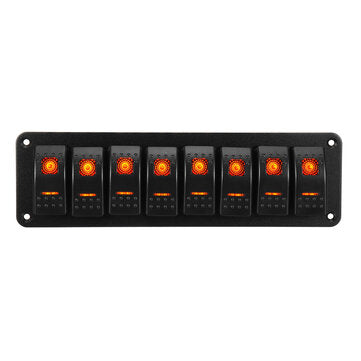 8 Gang LED Rocker Switch Panel Breaker Waterproof For Car Marine Boat (COLOR: ORANGE)