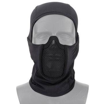 WoSporT Army Tactical Full Face Mask CS High Elastic Fabric Breathable 3 Color (COLOR: BLACK)