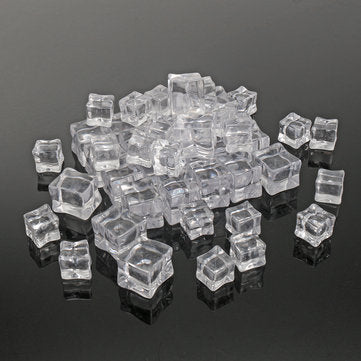 50Pcs Crystal Clear Artificial Acrylic Ice Cube Square Decor Photo Photography Props Decorations