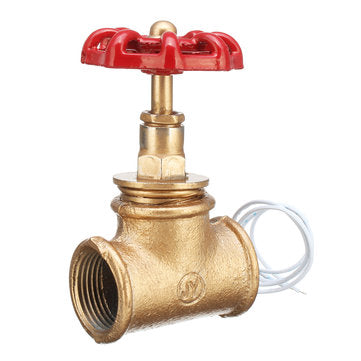 Vintage Steampunk 3/4`` Stop Valve Light Switch Red Handle W/ Wire For Pipe Lamp