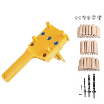 Woodworking Dowel Jig 6/8/10mm Drill Guide Sleeve Handheld Wood Doweling Hole Punch (COLOR.: YELLOW)