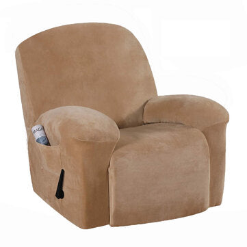 Velvet Full Coverage Recliner Chair Cover Protector Thicken Super Soft Recliner Co... (COLOR: KHAKI)