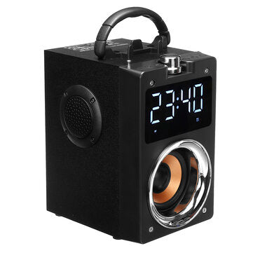 Bakeey Portable Digital Display Alarm bluetooth Speaker 3D Heavy Bass Support FM/TF/USB/AUX Play