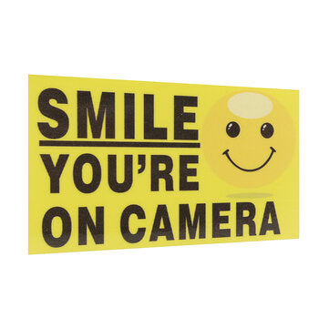 5Pcs Smile You`re On Camera Self-adhensive Video Alarm Safety Camera Stickers Sign Decal