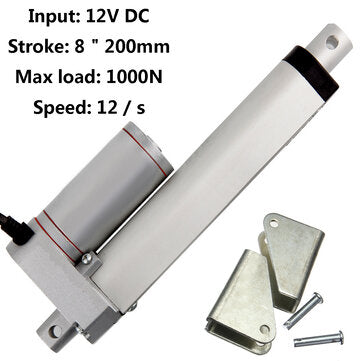 Aluminum 8 inch 200mm 12V 1000N 225LB 12mm/s Miniature DC Electric Linear Actuator Motor