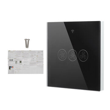 MoesHouse Black WiFi+RF433 Smart EU Ceiling Fan Switch Smart Life/Tuya App 2/3 Way Control Wireless