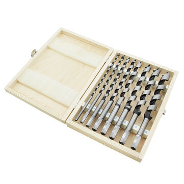 Drillpro 8Pcs 230mm Hexagonal Carbon Steel Auger Bit Set Wooden Case Machined  Woodworking Turret Dr