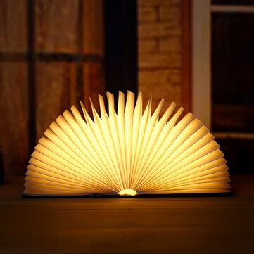 Wood Grain Book Light Folding Book Light USB Charging Night Light Mini Book Light For Home Office De