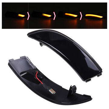 LED Dynamic Side Door Wing Mirror Indicator Lights Turn Lamps Smoked Black for Ford Fiesta B-Max 200
