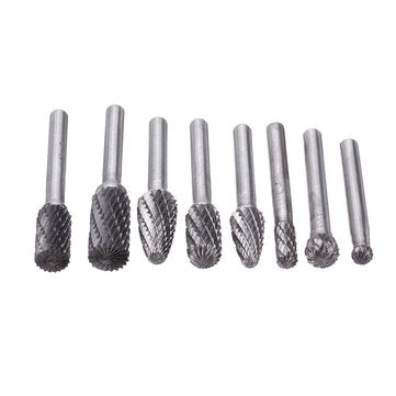 Drillpro 8Pcs 6mm Shank Tungsten Steel Rotary File Set Grinding Head Rasp Burrs Abrasive Tool