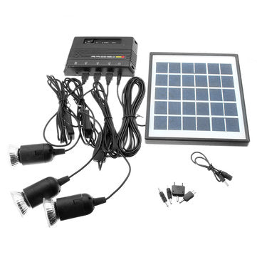 6V 4W DIY Outdoor Solar Panel With Power Bank + 3*3.7V 1W LED Lamp For USB Charging
