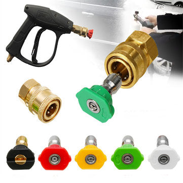 0 15 25 40 Degree Soap Quick Release Connect Jet Power Wash Spray Nozzle Tip Set
