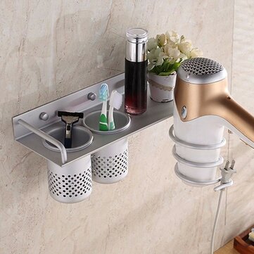 Hair Dryer Stand Storage Organizer Rack Holder Hanger Wall Mounted Bathroom Set for Home Bathroom St