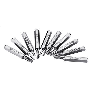 Drillpro 10pcs 4mm CR-V Screwdriver Bit Set Phillips Slotted Torx Batch Head Bit Mobile Phone Repair