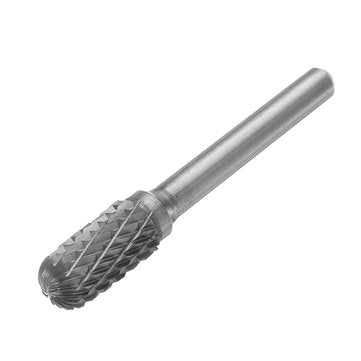 Drillpro 5Pcs DGCFA 6x10mm Double Cut Tungsten Carbide Rotary Burr Set 6mm Shank for DIY Wood Carvin