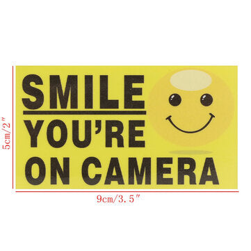 5Pcs Smile You`re On Camera Self-adhensive Video Alarm Safety Camera Stickers Sign Decal