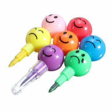 7 Colors Graffiti Pen Free Combination Swap Tip Wax Crayon Pencil Changeable Head of Color Marker Pe