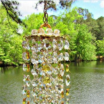 Yellow White Crystal Wind Chimes Extended Version Free Cleaning Fuss-free Assembly Wind Chimes for G