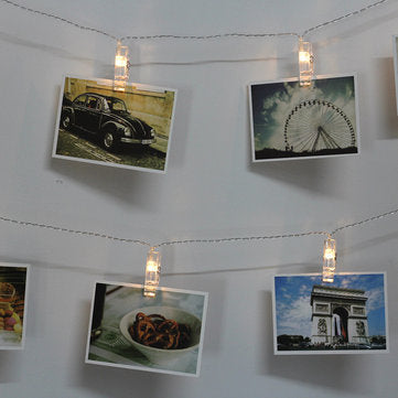 Battery Power 1.5M 10 LED Card Photo Clip Warm White String Light Christmas Party Wedding Decor