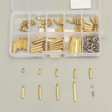 Suleve M2BT1 270Pcs M2 Male Female Knurled Brass Round Thread Column Standoff Spacer Pillar PCB B
