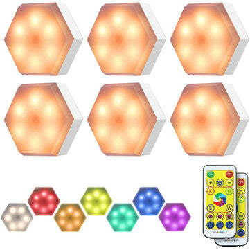 KingSo 6 Pack LED Closet Lights with Remote Wireless RGB Led Puck Lights Battery Operated Dimmable
